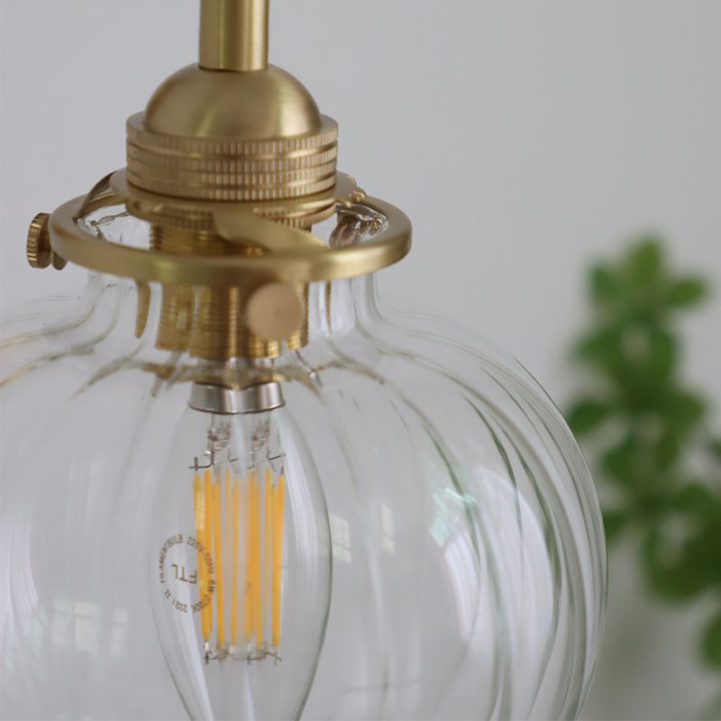 Bedroom Sconce Light Fixture Modern Style Clear Wall Light Fixture with Pumpkin Glass Shade