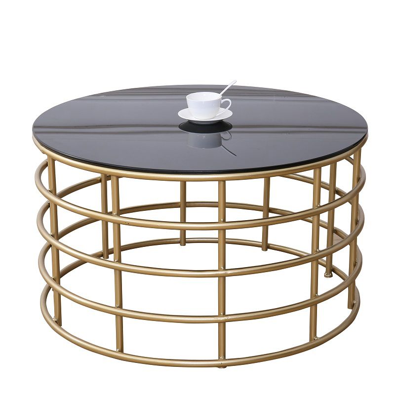 Contemporary Simple Glass Round Coffee Cocktail Table - 17.7" H