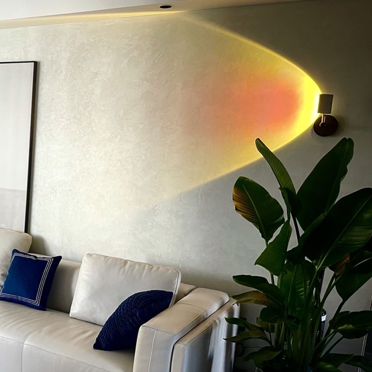 Minimalist Rectangular Sunset Light Aluminum Living Room LED Wall Lamp in Black