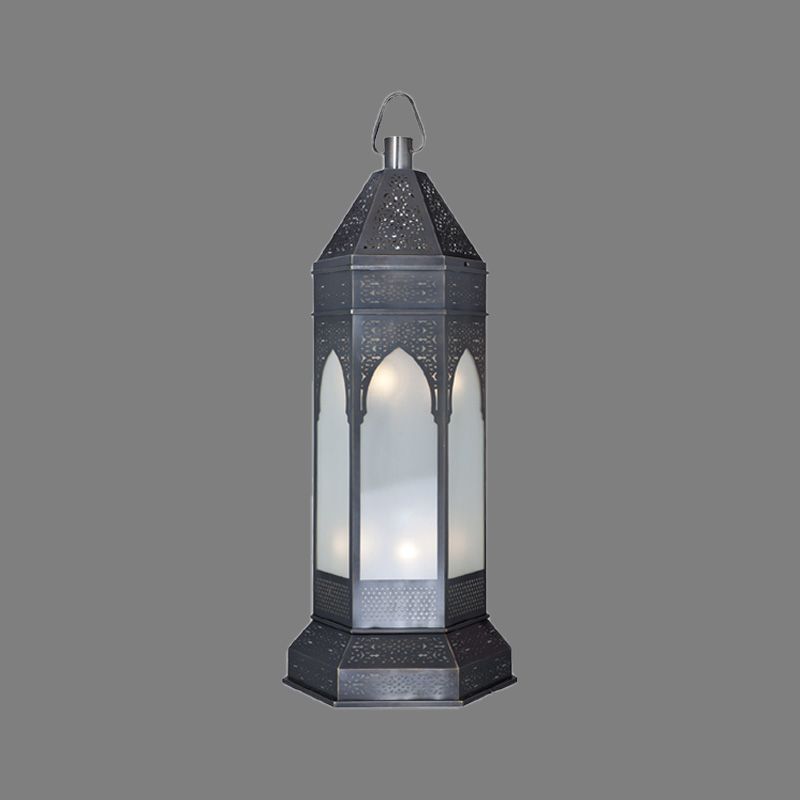 Tower de bureau Vintage Light 3 lumières lampe de nuit métallique en gris avec une teinte en verre d'opale