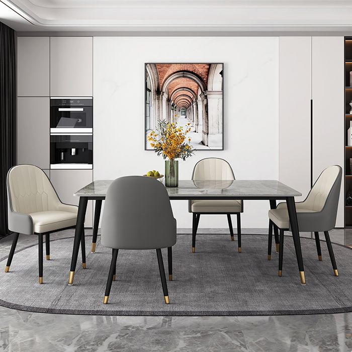 Metal and Slate Table Glam Style Home Rectangular Dining Table