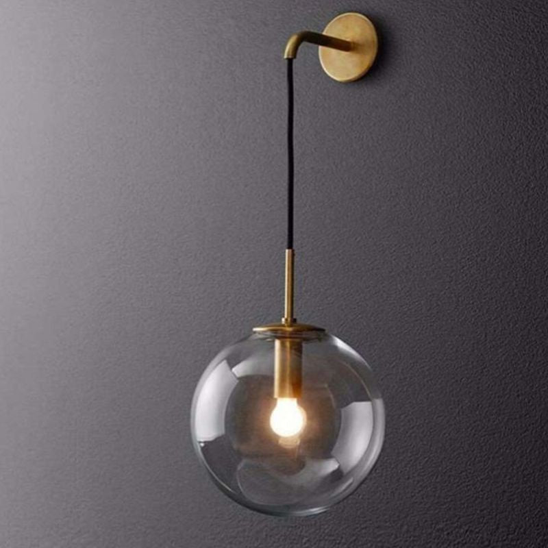 Smoke Grey Globe Glass Sconce Light Modern Style Minimalism 1-Light Wall Mount Lamp for Bedroom