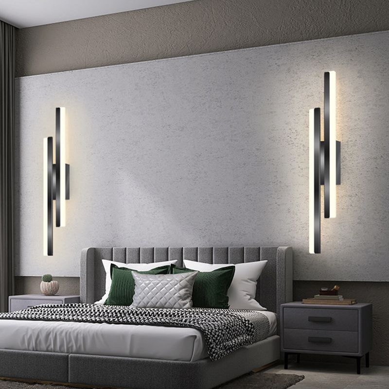 Modernism Golden/Black 2-Light Wall Mounted Sconce Linear LED Wall Light