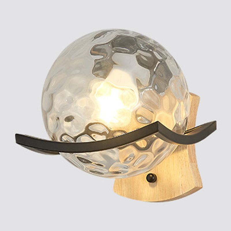 Modern Style Spherical Shape Wall Sconce Glass 1 Light Sconces for Bedroom