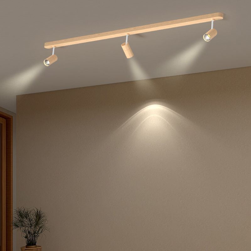 Metal Ceiling Flush Linear 2 / 3 - Light Modern Ceiling Track Light in Wood Color