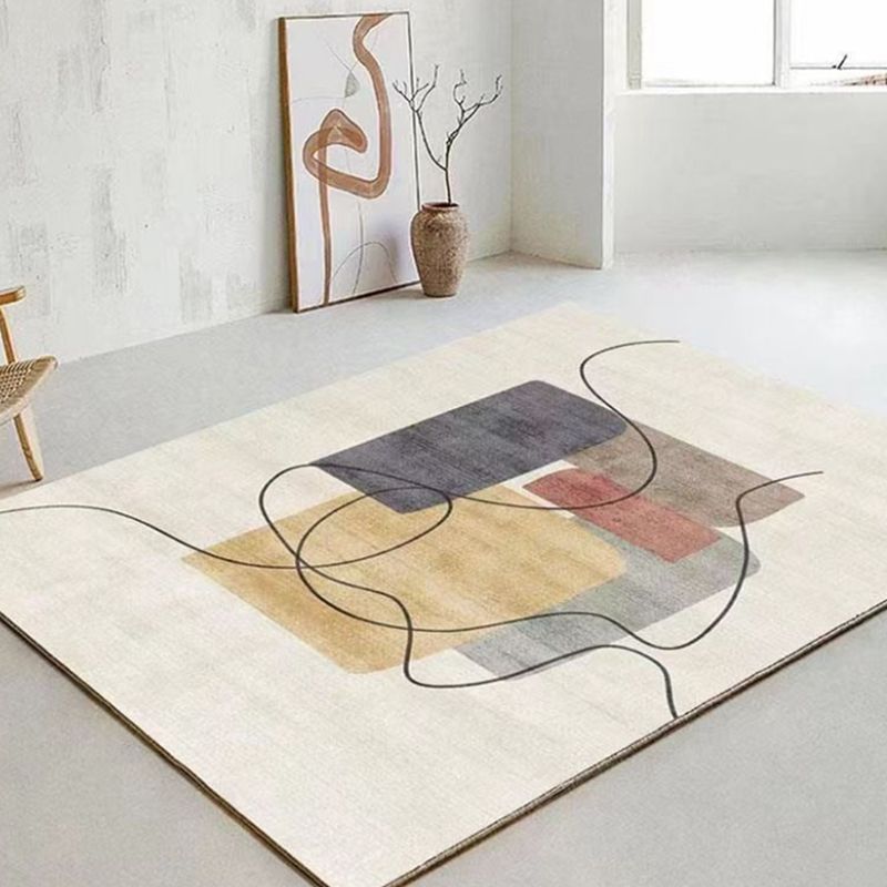 Black Modern Rug Polyester Circle Indoor Rug Non-Slip Backing Rug for Home Decor