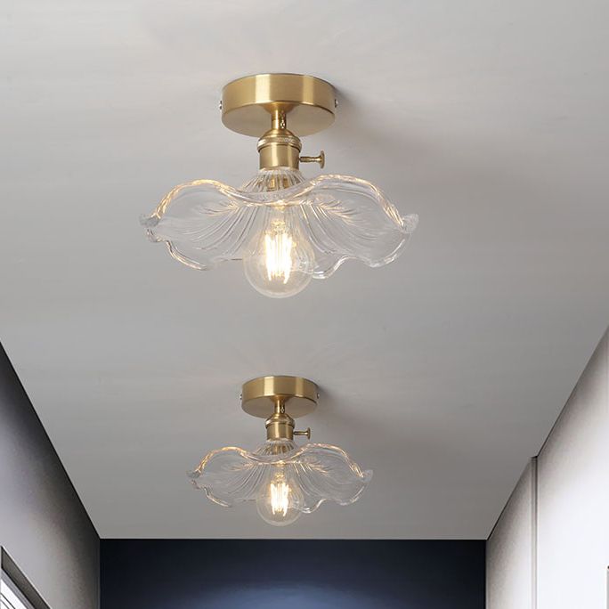 Plafonnier en forme de lotus, plafonnier en cuivre de style colonial pour couloir