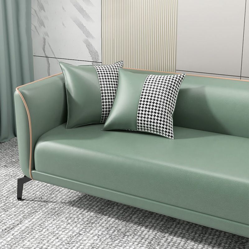 Tight Back Sofa Scandinavian Faux Leather Square Arm Sofa for Living Room