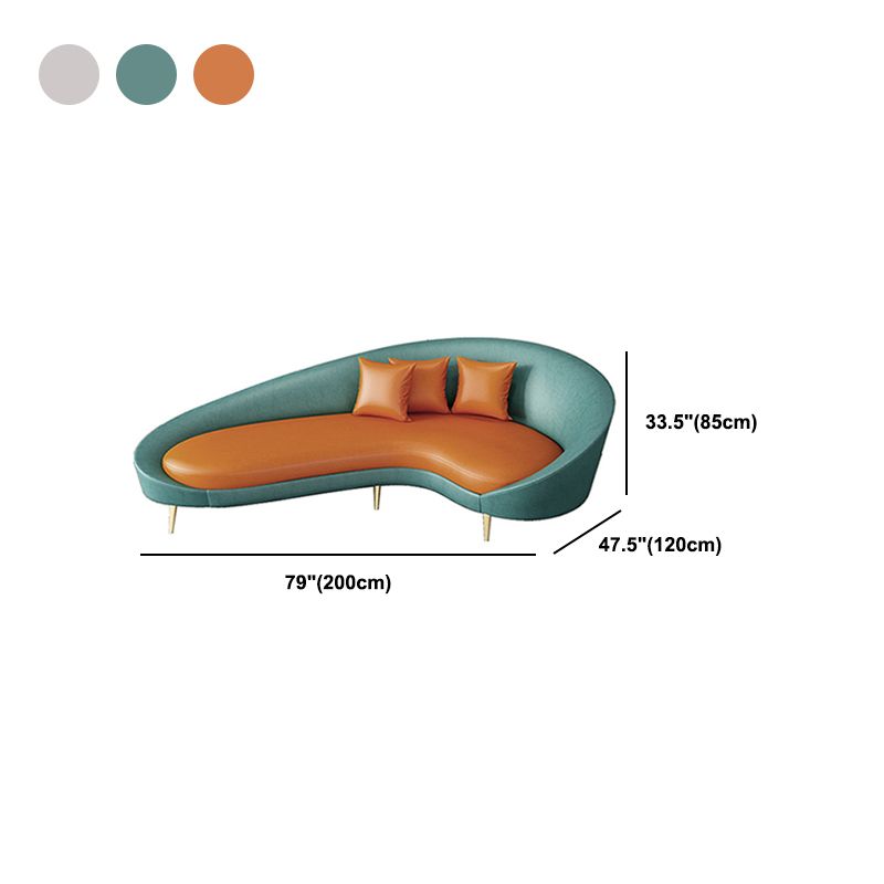 Modern Sloped Arm Curved Sofa Faux Leather Moon Shape Sofa for Living Room