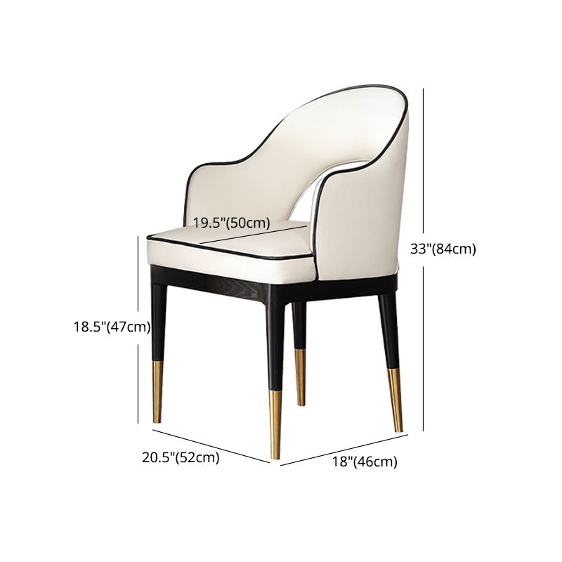 Glam Style Arm Chair Wood Open Back Dining Side Chair for Kitchen with Upholstered