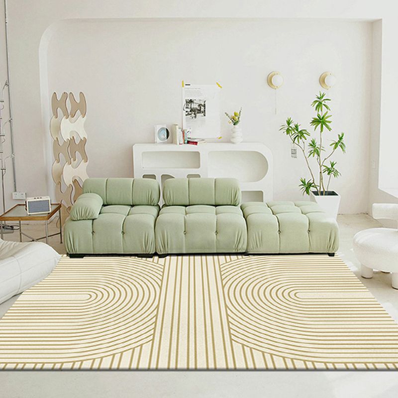 Brown Simple Carpet Polyester Striped Carpet Stain Resistant Carpet for Living Room