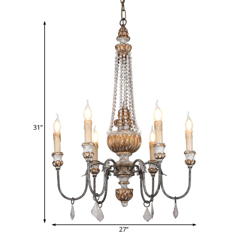 Rust Sputnik Chandelier Lamp Retro 6 Heads Metal Ceiling Pendant Light with Flat Drop for Living Room