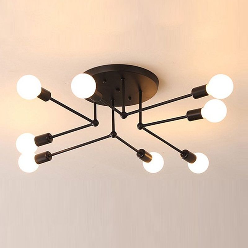 Sputnik Ontwerp Semi Flush Mount Licht Industriële Minimalist Exposed Bulb Slaapkamer Metalen Plafond Flush Mount