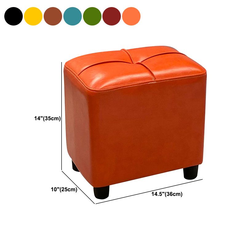 Contemporary Pouf Rectangle Plain Faux Leather Tufted Water Resistant Pouf Ottoman