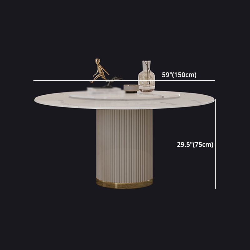 Modern 1/4/5/7 Pieces Round Dining Set Sintered Stone Dining Table Set with Leather Chairs