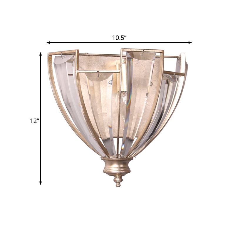 Clear 1 Light Wall Mount Light Traditional Sleek Contoured Crystal Dome Sconce Light