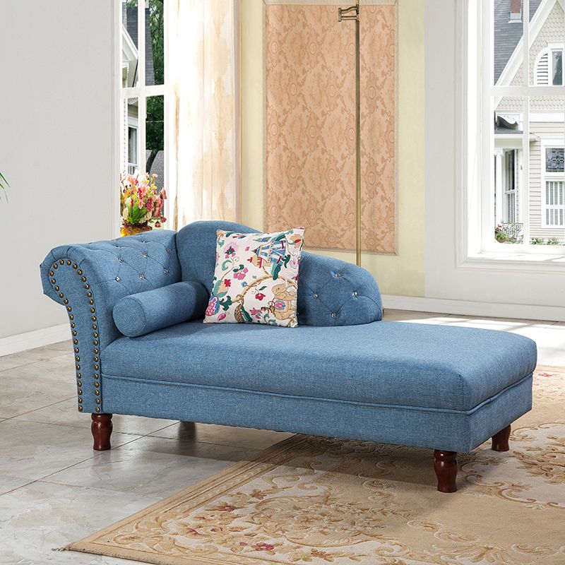 Living Room Velvet Rolled Arms Chaise Modern Chaise Lounge with Upholster