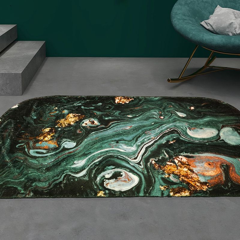 Blackish Green Abstract Pattern Rug Polypropylene Minimalist Indoor Rug Non-Slip Backing Pet Friendly Area Carpet for Decor