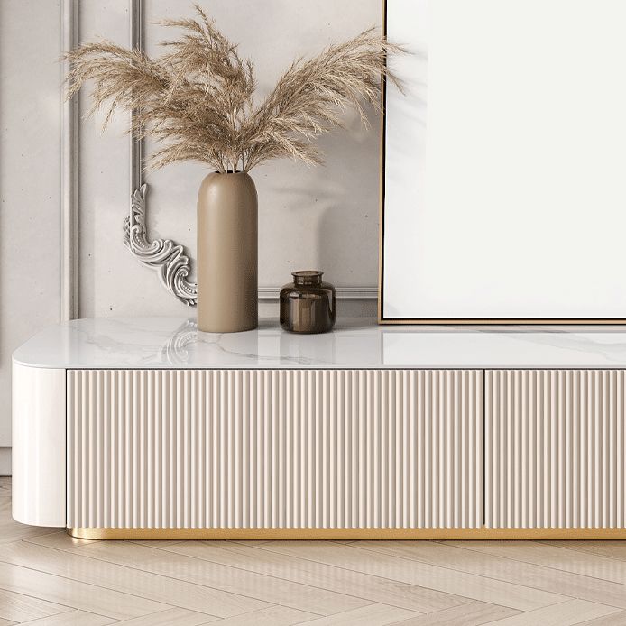 Stone TV Media Stand Contemporary Stand Console with 4 Drawers