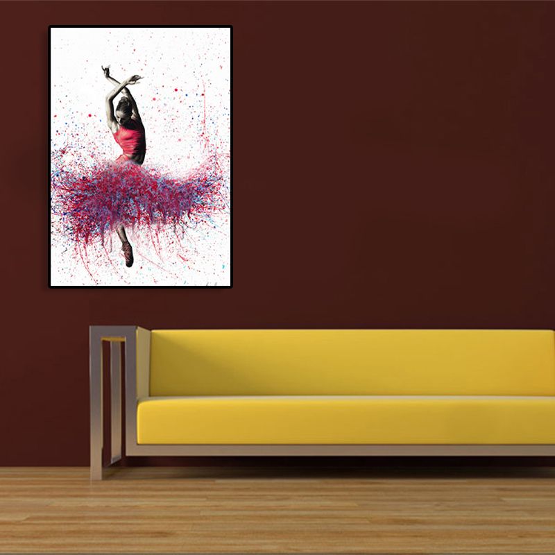 Mixed Media Dancing Girl Canvas Modern Textured Girls Bedroom Painting, Multiple Sizes
