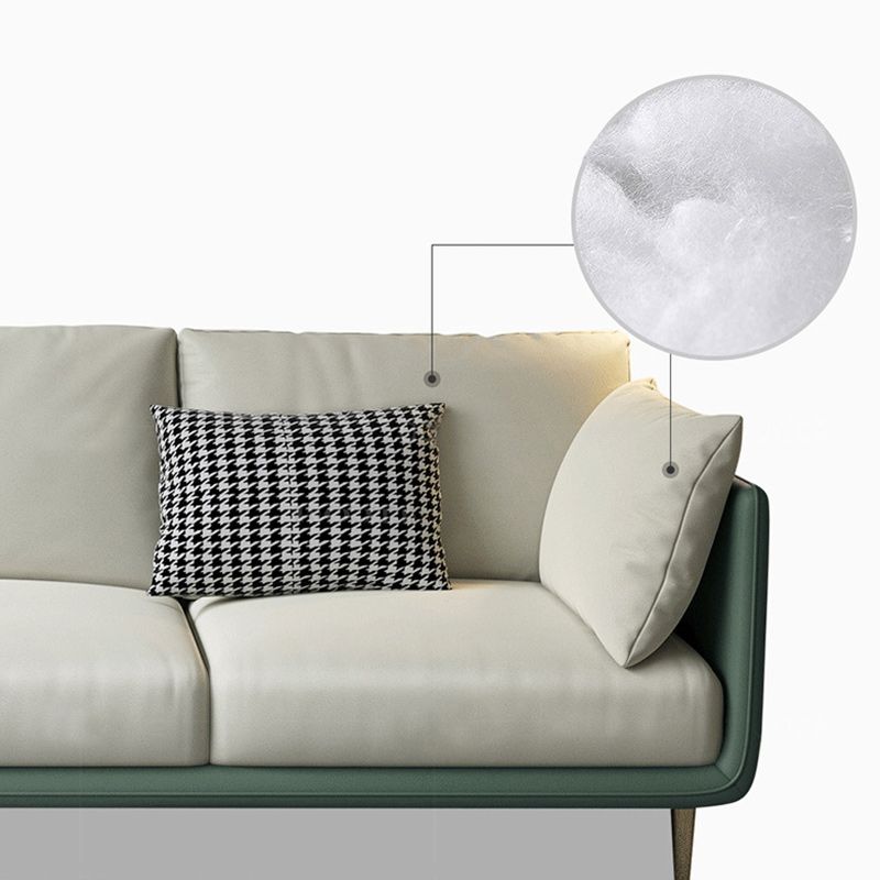 Green and White Stain Resistant Settee Sofa Leather Square Arm Loveseat