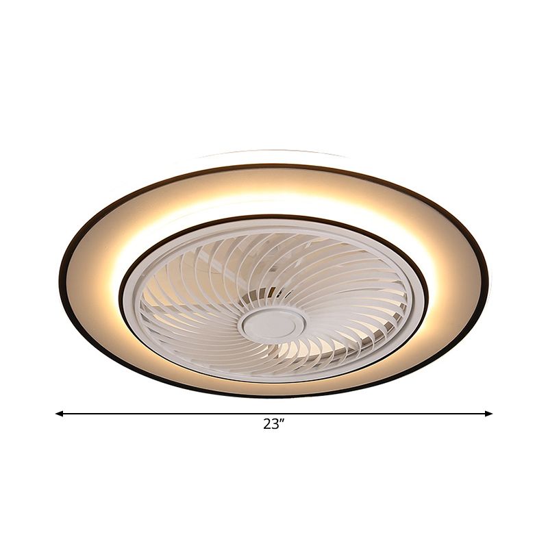 Runde Metall Deckenventilator Leichte moderne LED Black Semi Flush Mount für Schlafzimmer, 23 "Breite