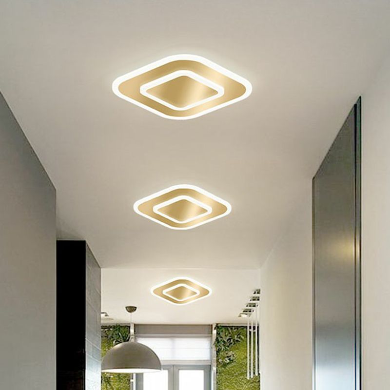 Geometric Shape Corridor Ceiling Light Acrylic Minimalism LED Flush Mount Fixture in Gold