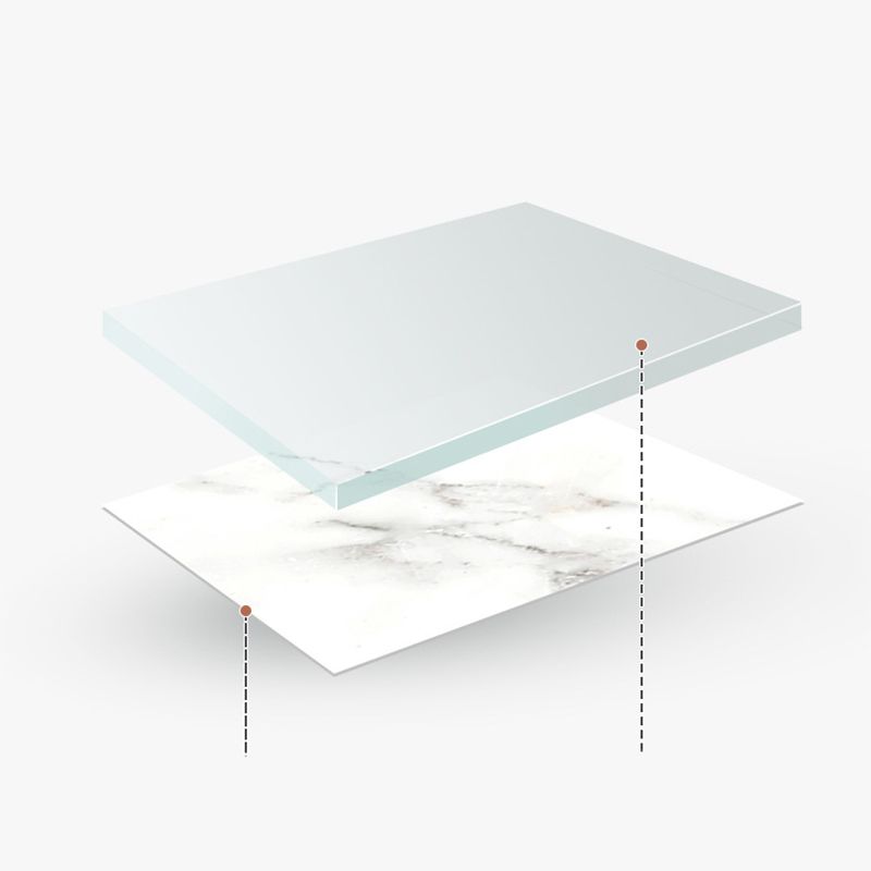 Modern Metal 4 Legs Cocktail Table Marble Rectangle Coffee Table