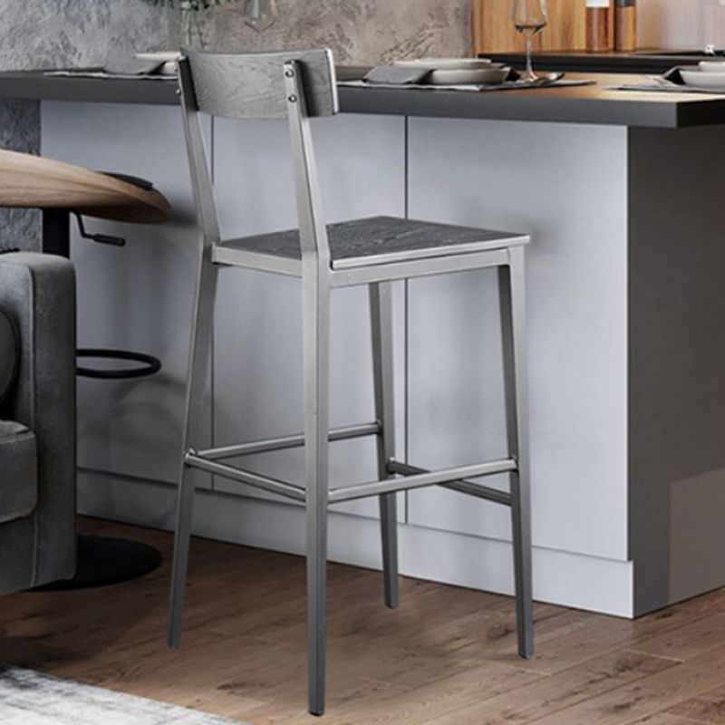 Contemporary Metal Counter Height Stools with Footrest Bar Stool in Silver
