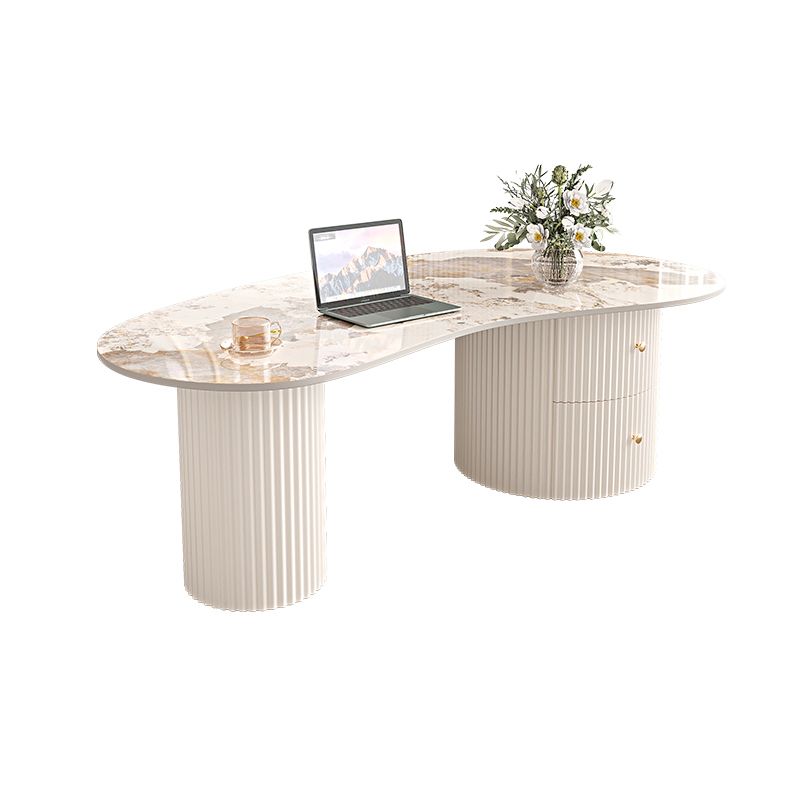 Slate Coffee Table with 2 Legs Modern Coffee Cocktail Table with Drawer