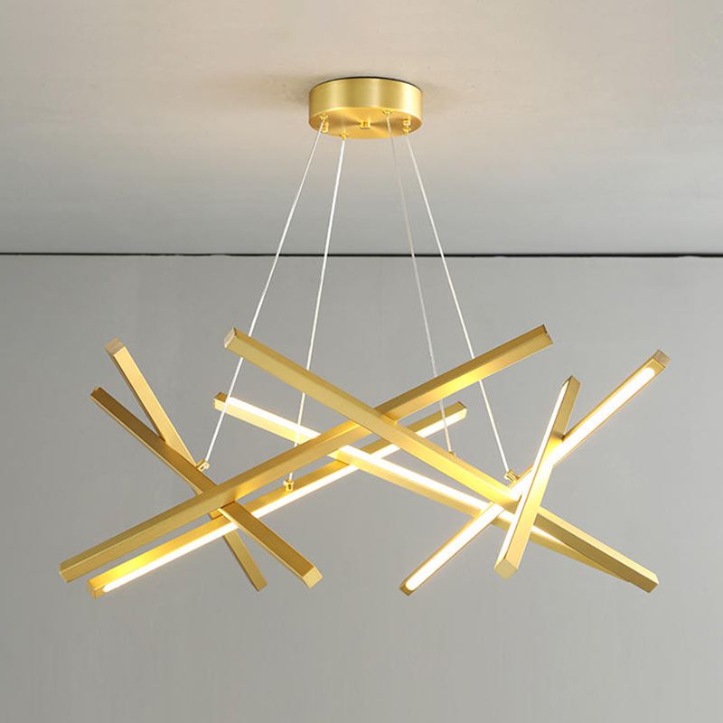 Lineaire kroonluchter verlichtingsarmaturen Moderne hanglampen met 8 lichte ophanging met witte acrylschaduw