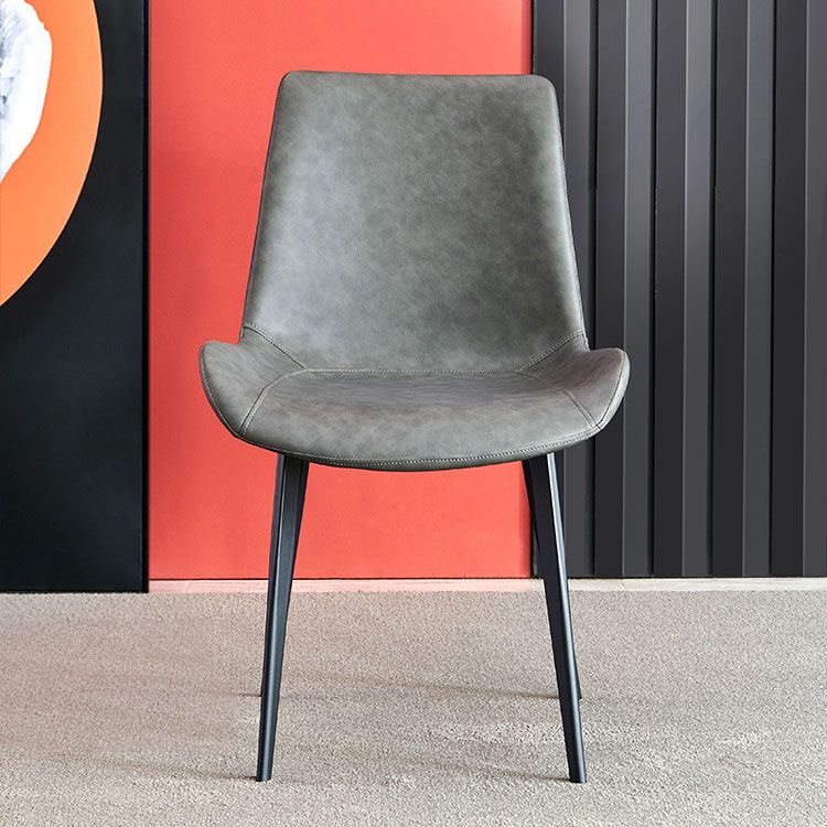 Chaises de salle à manger en cuir de style contemporain, fauteuil à dossier solide pour cuisine