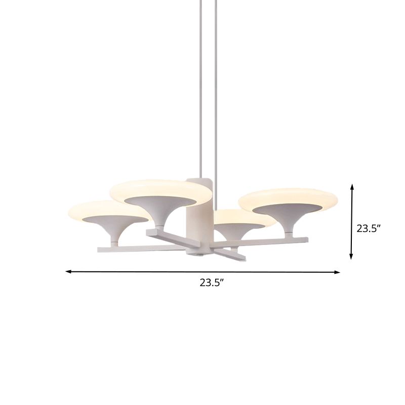 Pendre de lustre radial blanc moderne 5 têtes de 23,5 "/ 28" de large en acrylique LED de suspension dans une lumière blanche / chaude