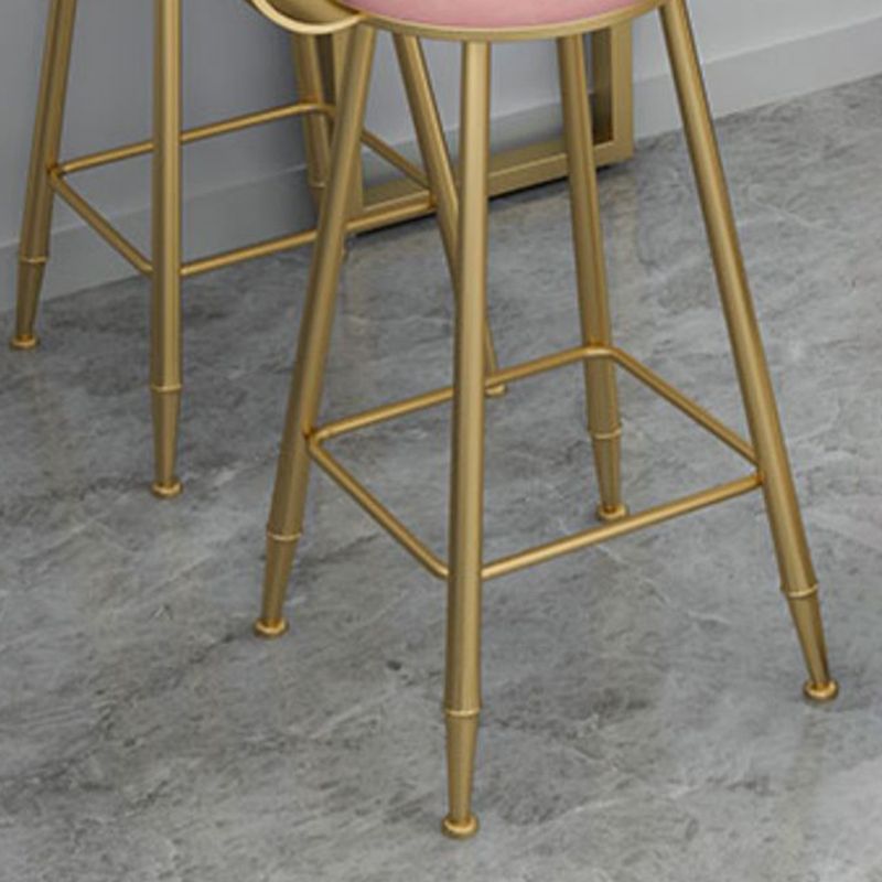 Glam Backrest Bar Stool Gold Metal Dining Stool with Cushion