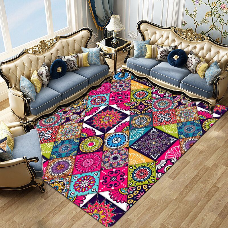 Modern Matrix Pattern Rug Polyester Area Carpet Stain Resistant Indoor Rug for Home Decoration