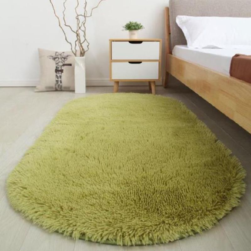 Oval Plush Rug Indoor Rug Non-Slip Backing Machine Washable Area Carpet