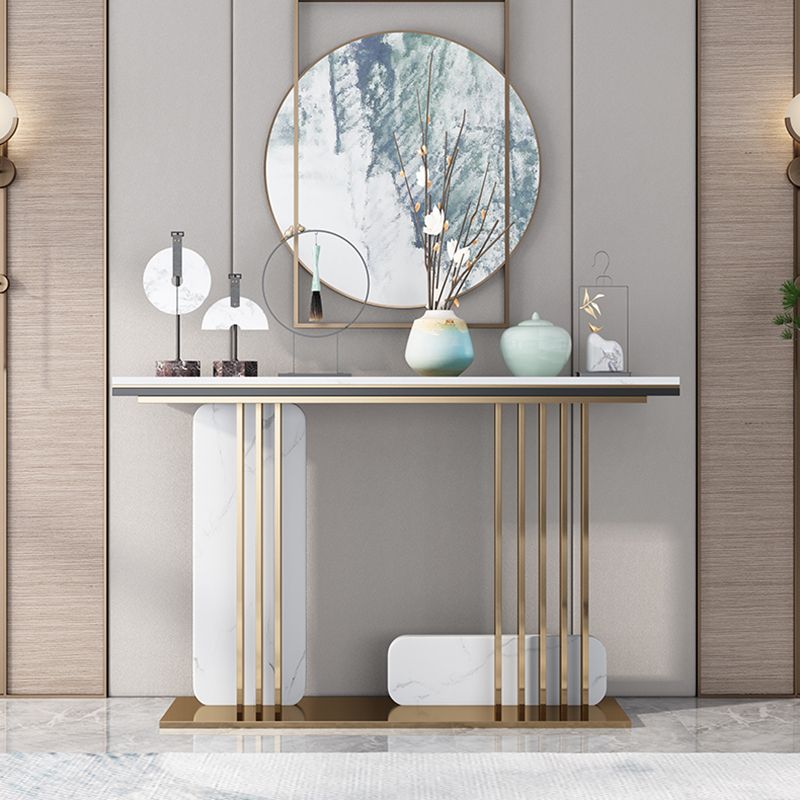 Glam Marble Rectangle Console Table 1-shelf 31.5" Tall Accent Table