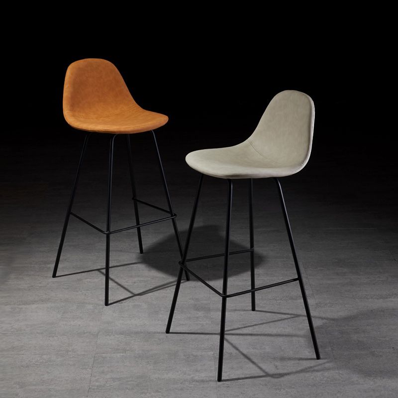Industrial Style Square Counter Barstools for Bristol Leather Stools with Metal Legs