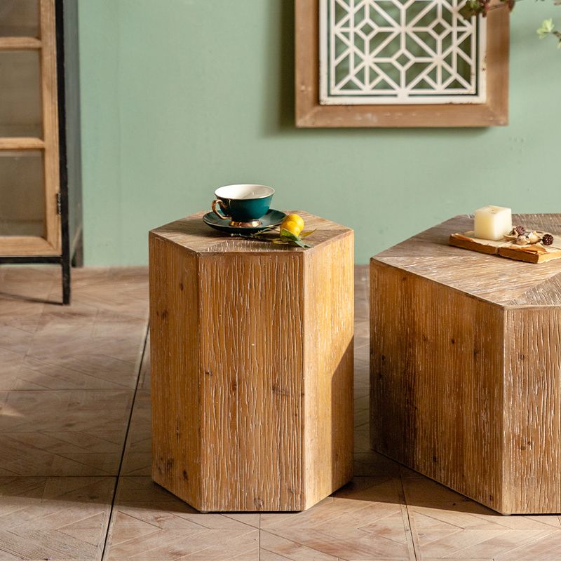 Rustic Corner Table Solid Wood Brown Side End Table for Living Room