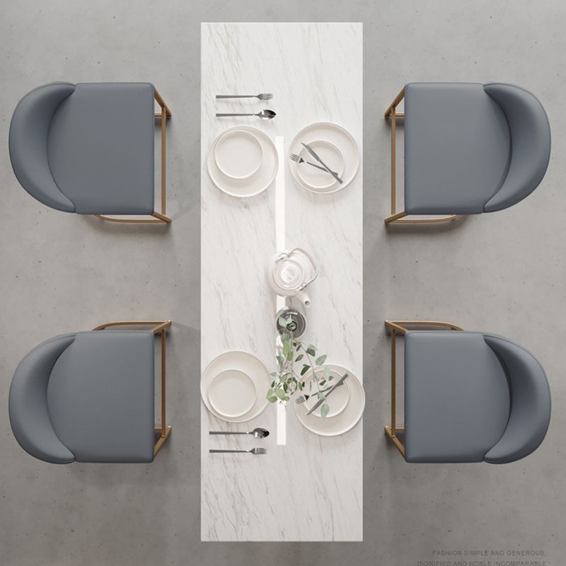 Stone Bar Dining Table Modern Rectangle Bar Table with 4 Legs Pedestal for Dining Room