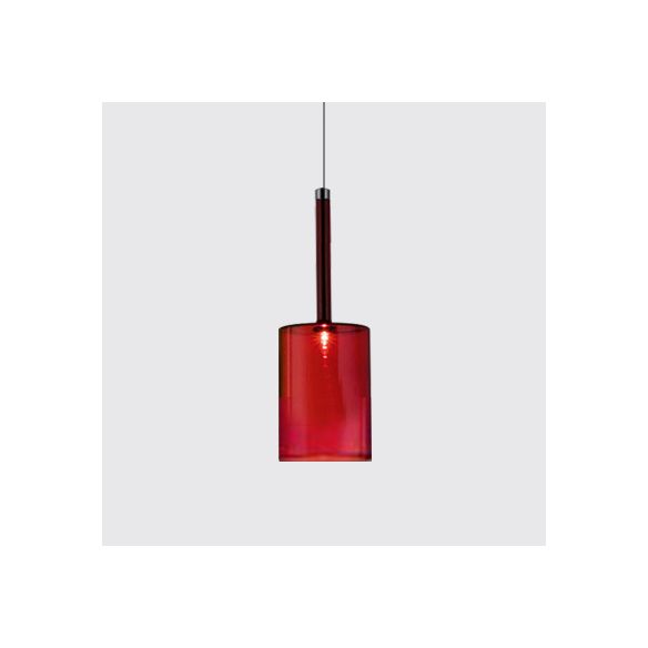 Nickle Zylindrisch/Trommel/lange Säule Suspension Anhänger Modernist 1 hellgrau/rot/orange Glas LED Hängende Leuchte