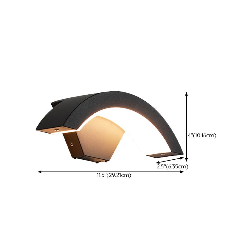 Simple Wall Sconce Curve Outdoor Sconce Light Fixture in Black