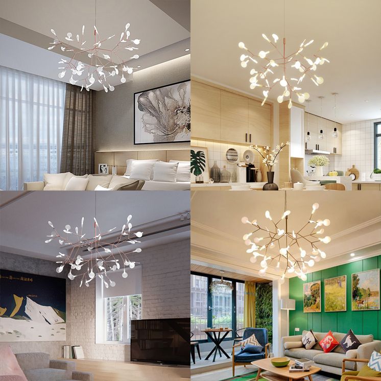 Apparecchiatura a soffitto ramificata nera/rosa in stile contemporaneo 30/45 luci lampadario del lampadario acrilico