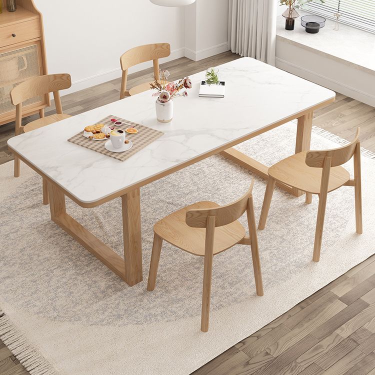 Modern Dining Set with Wooden Frame 1/2/5/6 Pieces Light Wood Finish Dinette Set