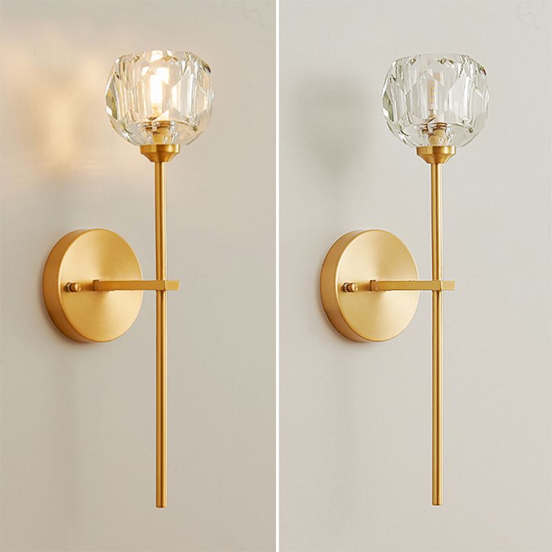 Modern Metal Wall Light Globe Gold Wall Sconce with Crystal for Living Room