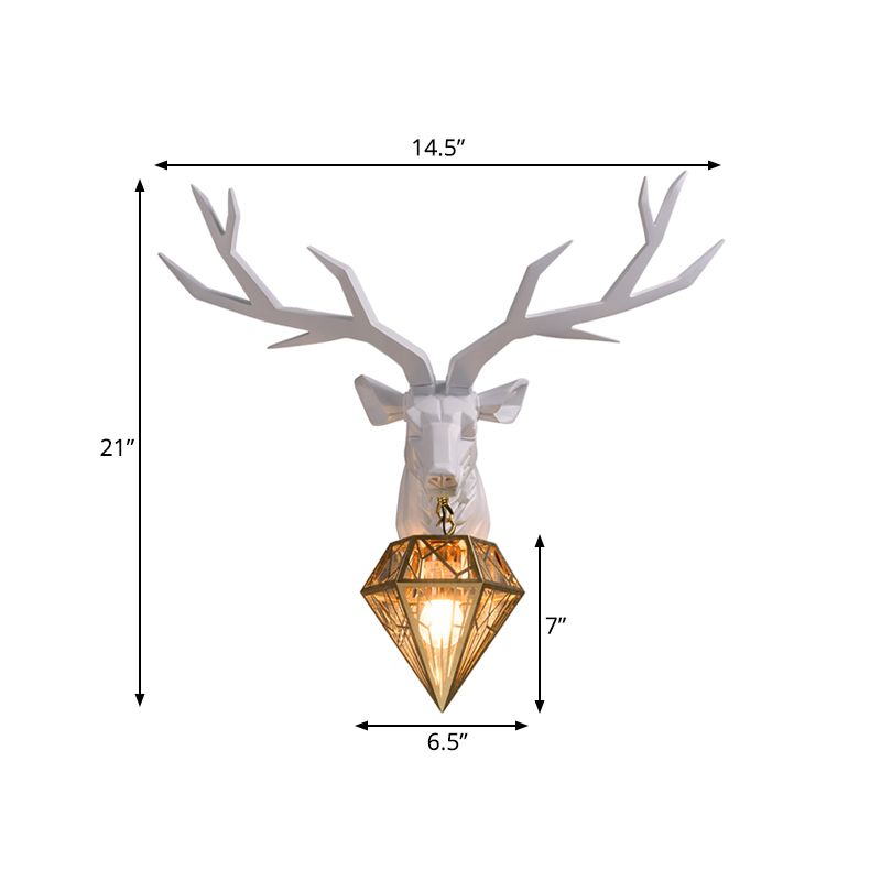 Elk Resin Wall Mounted Lamp Loft Style 1 Head Black/White/Gold SCONCE Licht met Diamond Cage Shade, 14,5 "/19.5" W