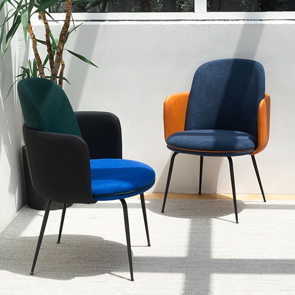 Matte Finish Dining Chair Designer Style Room Solid Back Arm Chair