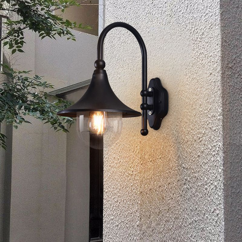 Cone Shape Metal Wall Light Industrial Style 1 Light Wall Light Sconce in Black