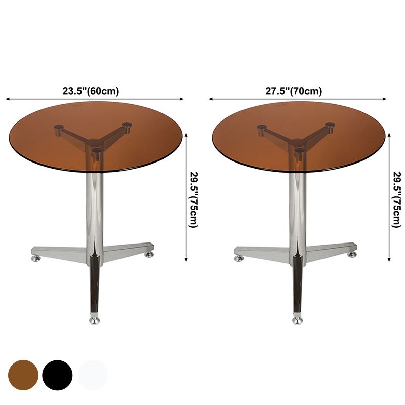 Eettafel van helder gehard glas Eigentijdse eettafel met driepootbasis