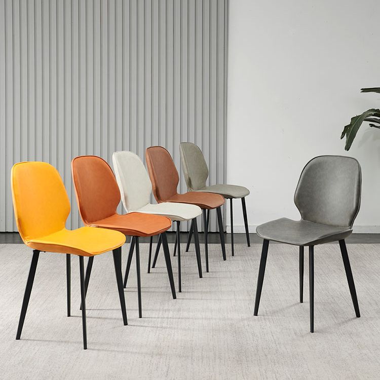 Silla de comedor de metal industrial, sillas de comedor de cuero sintético para uso en restaurantes
